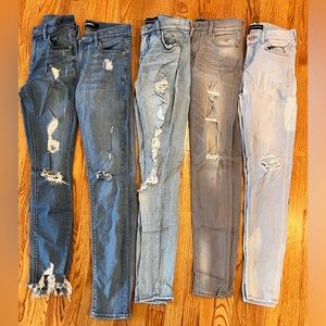 Lot of 5 pairs! Express denim jeans pants, like new, distressed stretch jegging
